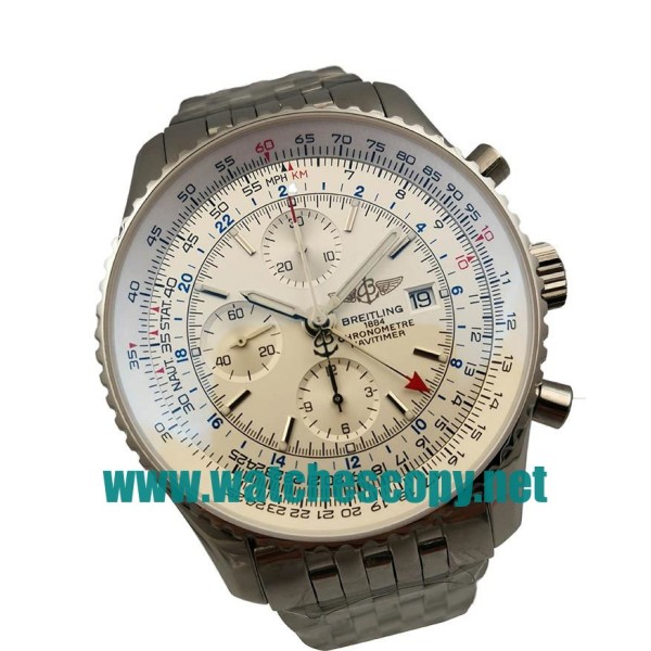 UK Best 1:1 Breitling Navitimer World A24322 Fake Watches With White Dials For Sale
