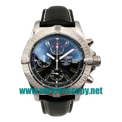 UK Best 1:1 Breitling Super Avenger A13370 Fake Watches With Black Dials For Men