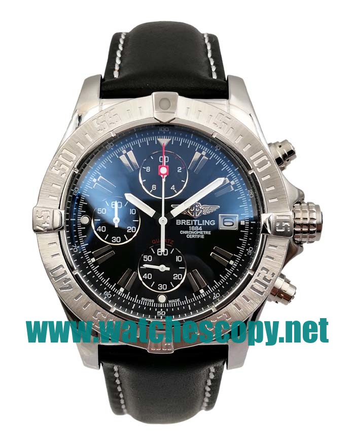 UK Best 1:1 Breitling Super Avenger A13370 Fake Watches With Black Dials For Men