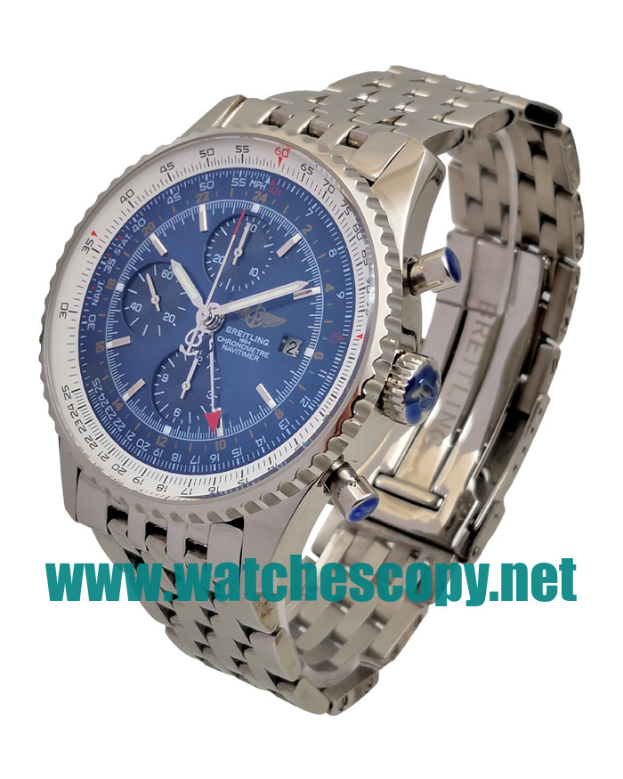 UK Best Quality Breitling Navitimer World A24322 Replica Watches With Blue Dials For Men